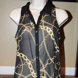 Black Blouse with Chain Pattern